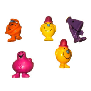 VTG 70s Arby’s Mr. Men Rubber Mini Miniature Toy Figurines x5 / Approx 1.6”